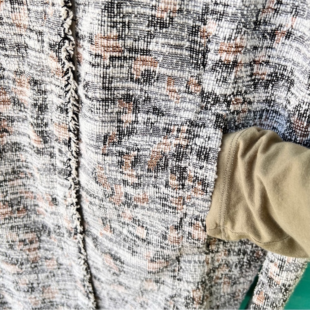 ANTHROPOLOGIE SCANDI MINIMALIST TWEED LONGLINE ZIPPER CARDIGAN POCKETS SMALL EUC - Picture 4 of 12